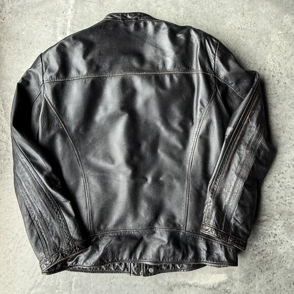 DANIER - Distressed Mens Leather Moto Jacket - 2XLT - Picture 6 of 10